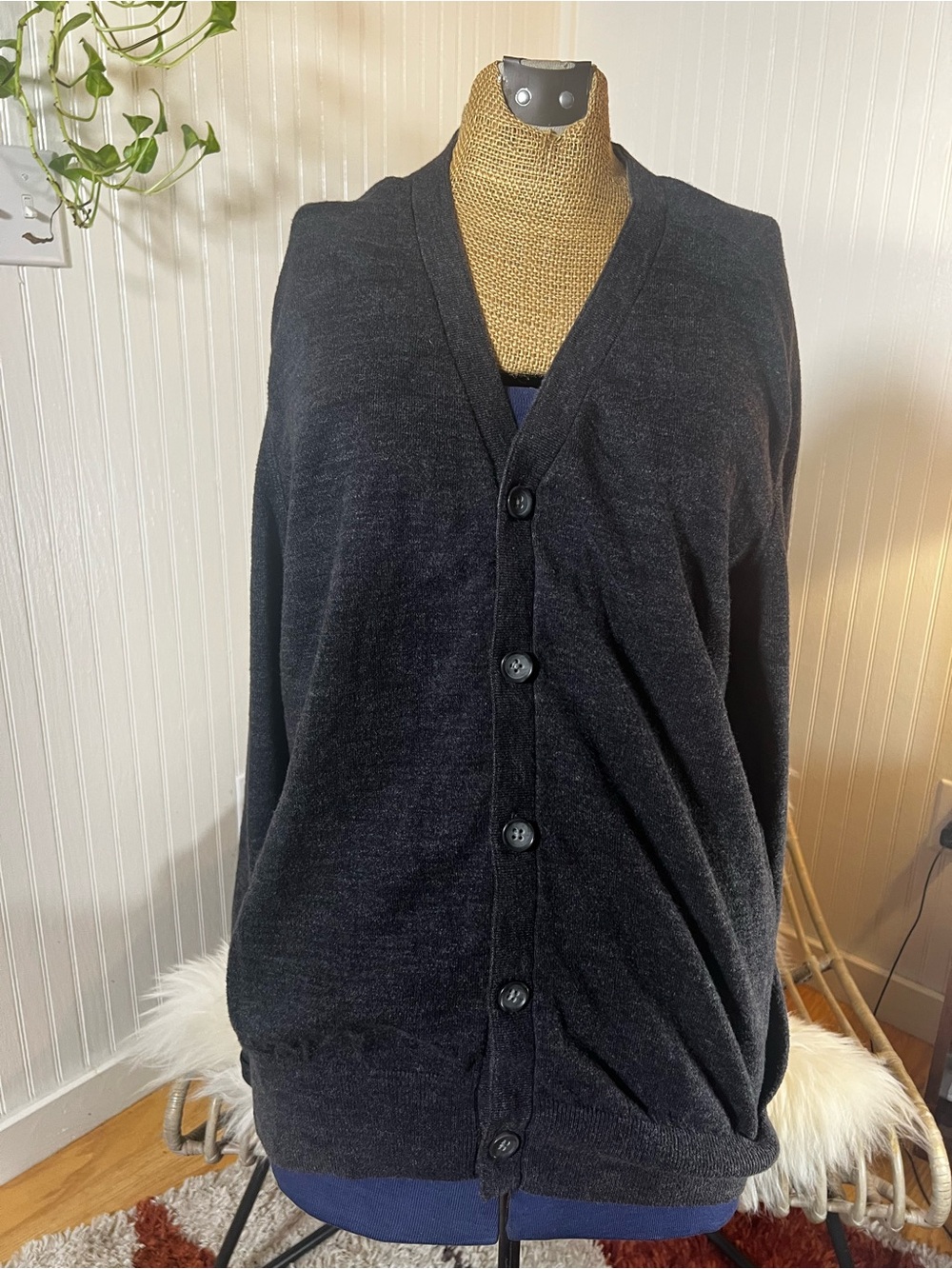 Classic Men's banana republic gray Button-Up Cardigan Sweater